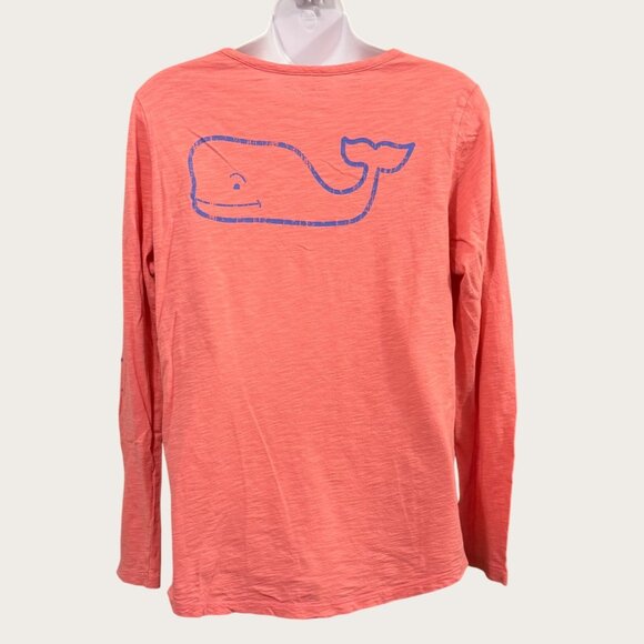 Vineyard Vines Coral Pink Long Sleeve Whale Logo T-Shirt Size Medium - Picture 2 of 4